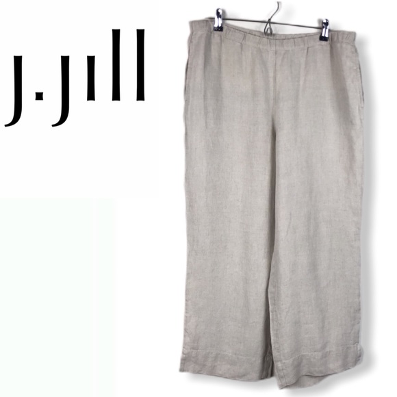 J. Jill Pants - J. Jill Linen Stretch Front Slit Ankle Wide Pants